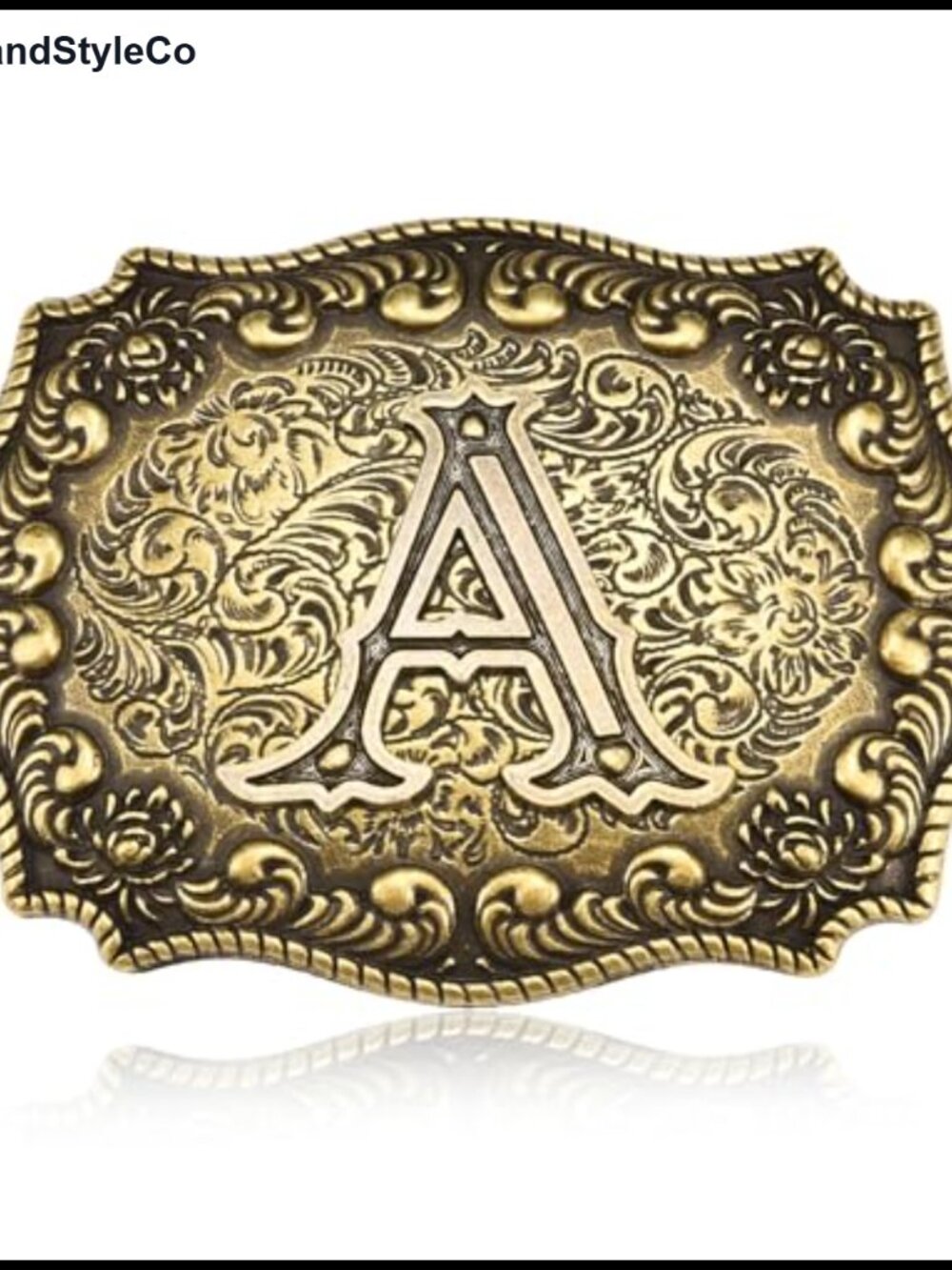 Western Cowboy Belt Buckle with Initial Letter, Zinc Alloy, Fits 1.5 Belts